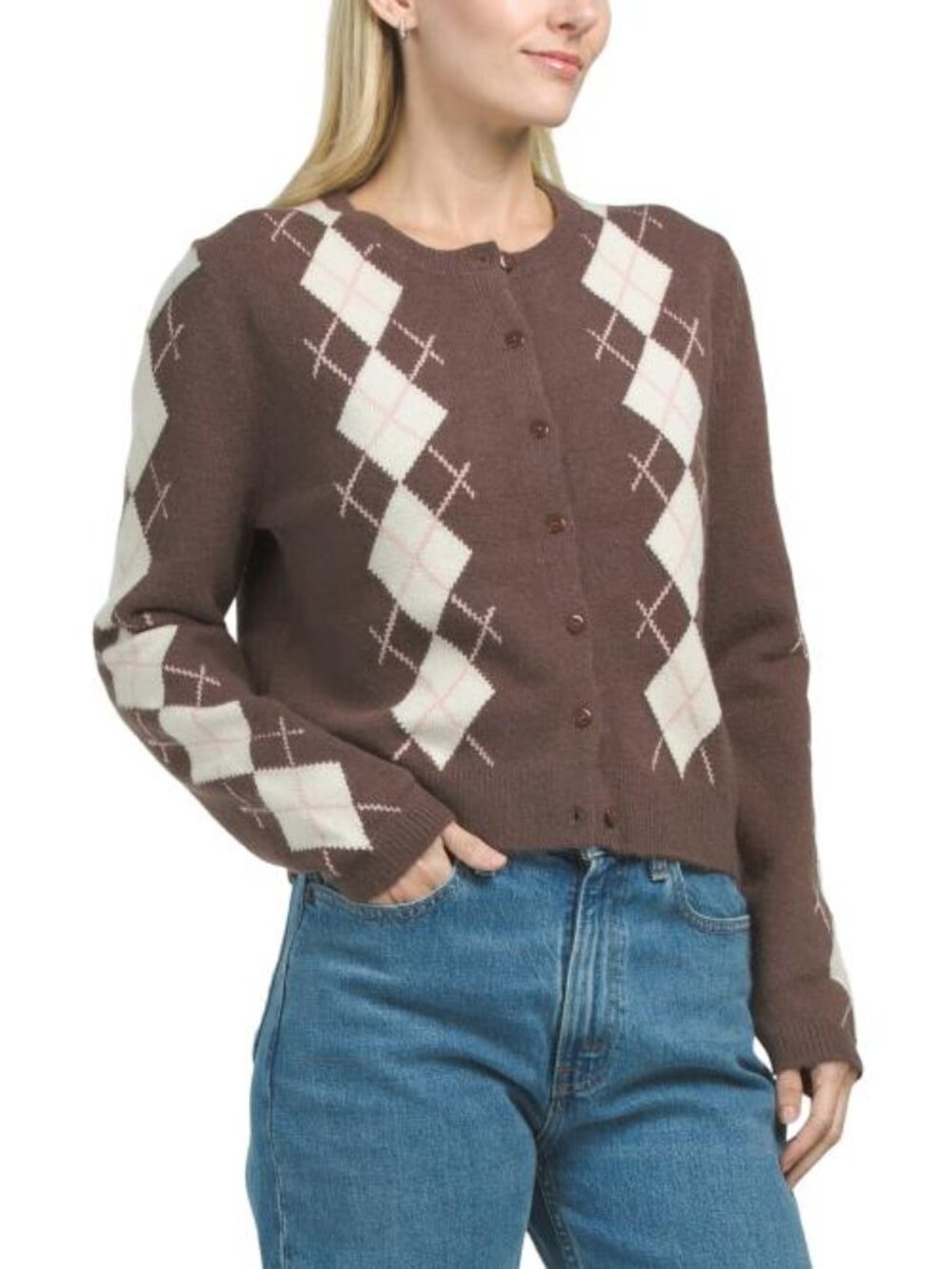 IDEM DITTO Intarsia Argyle Cardigan